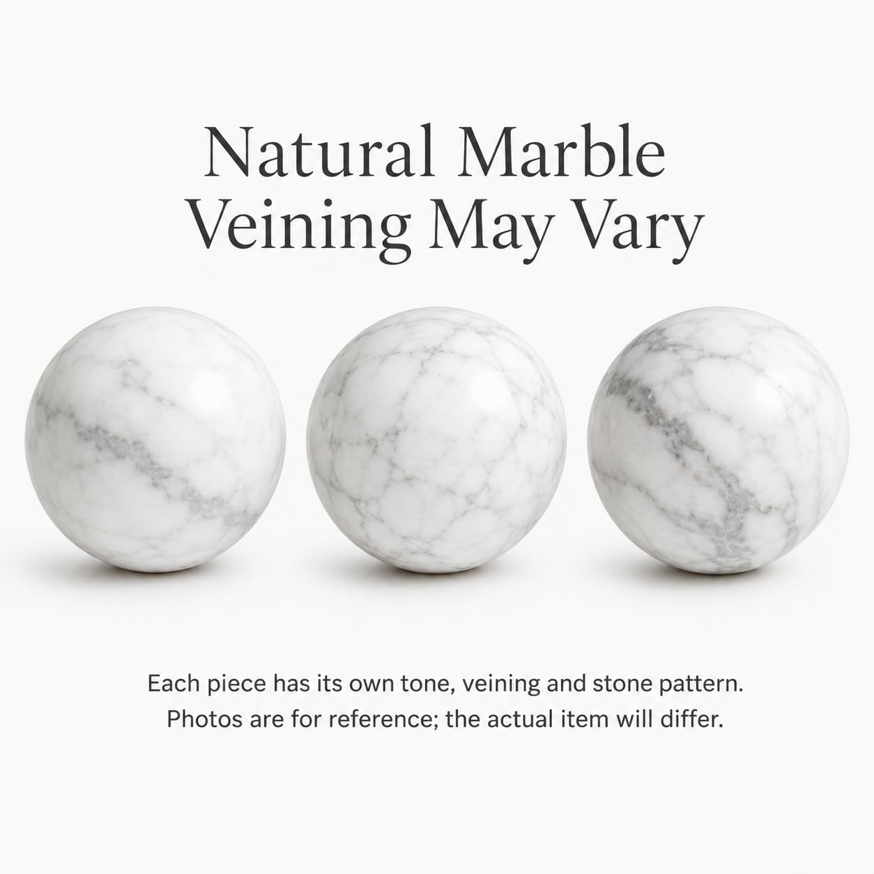 SIRIZEN-DIVING White Marble Decorative Sphere, 12cm Natural Stone Orb