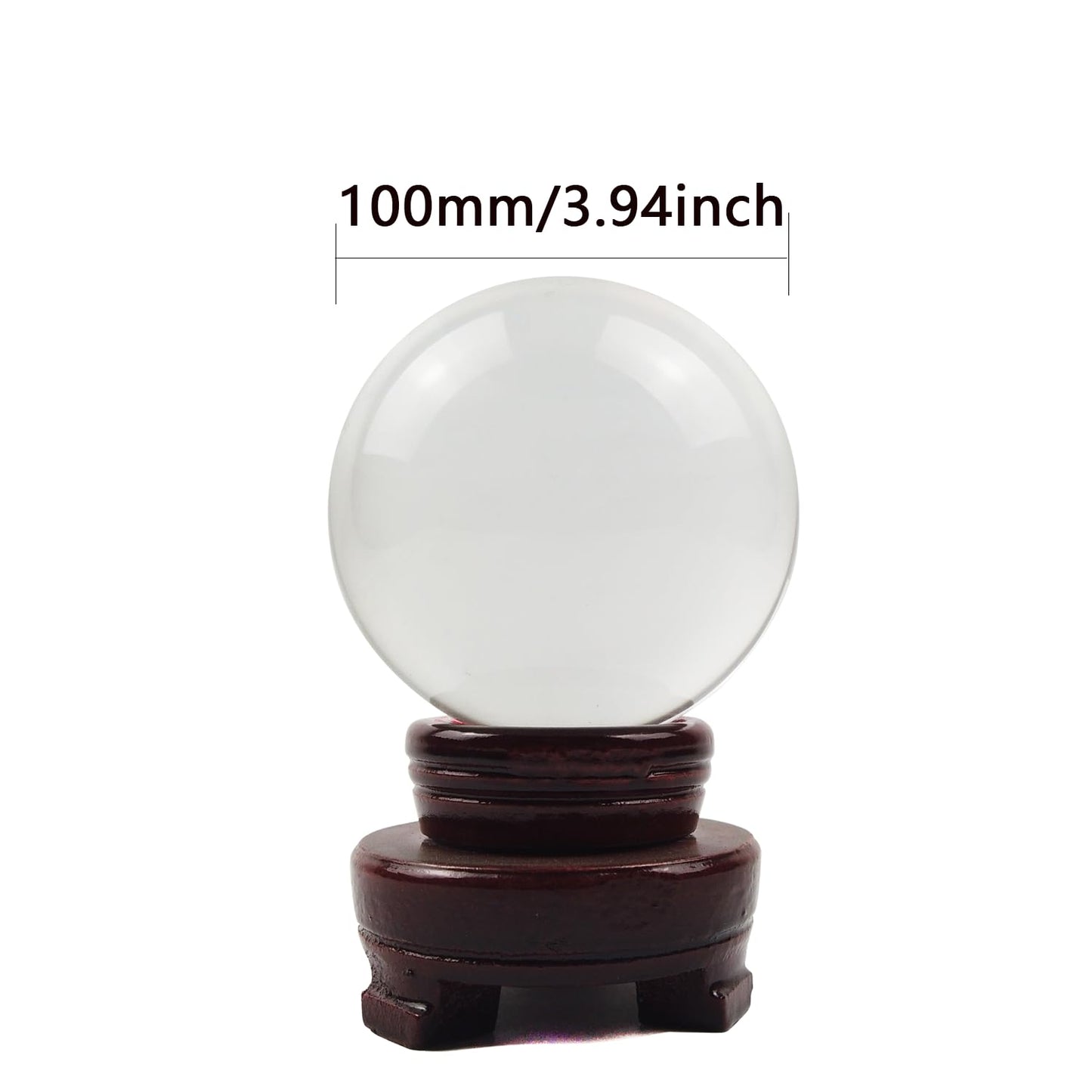 YINBEILIXU Crystal Ball, Glass Balls, Decorative Balls, Clear Crystal Ball with Wooden Stand, K9 Glass Ball for Home Decoration, Photography, FengShui,Fortune Teller Accessories (100mm)
