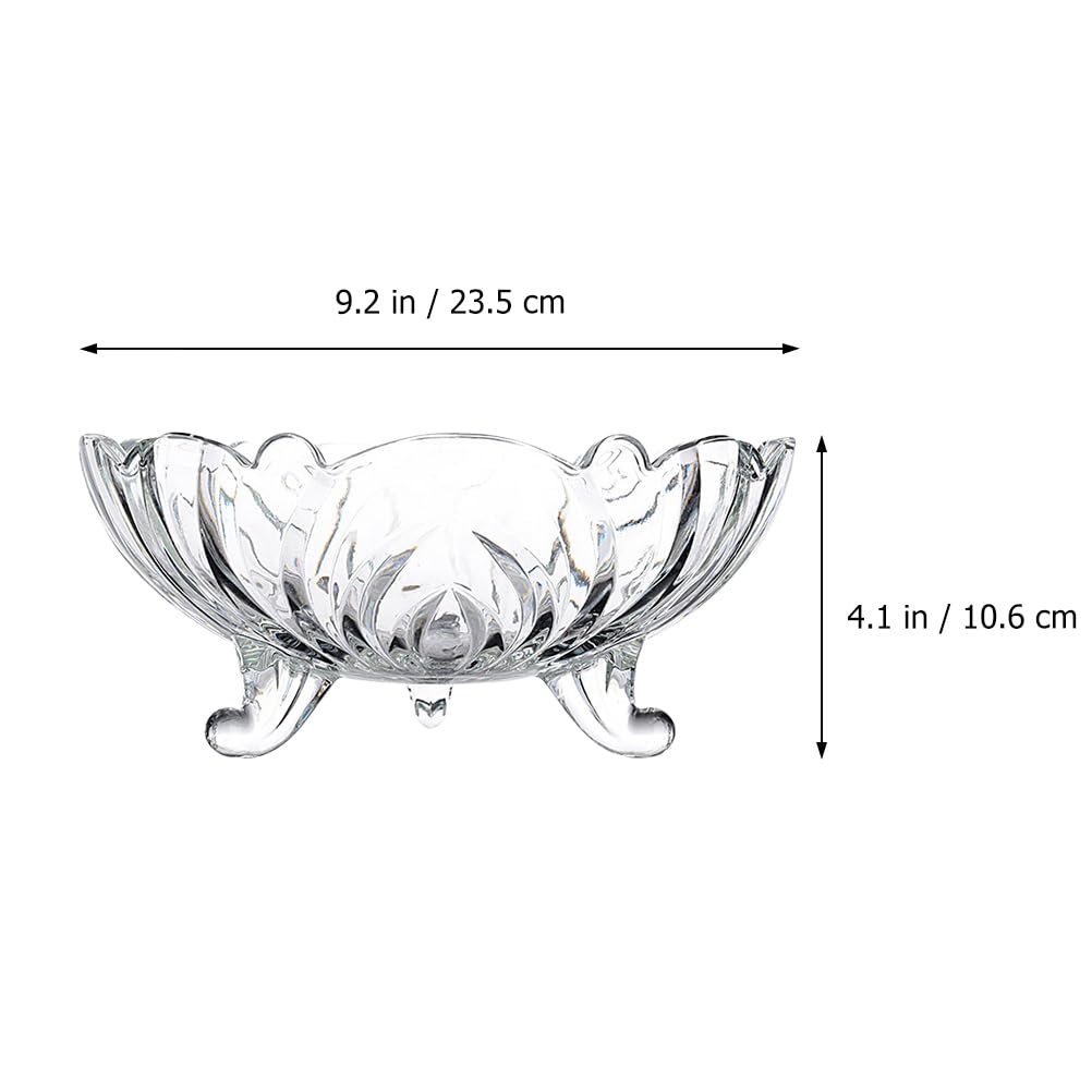 Cabilock Tripod Glass Fruit Plate Trifle Bowl Glass Food Decor Crystal Candy Dish Pasta Bowl Food Prep Transparent Salad Tray Transparent Serving Plate Fruit Tray for Home