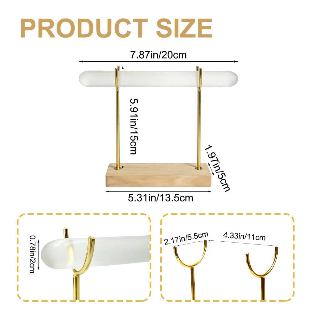 Selenite Bracelet Holder Display Stand, Detachable Selenite Crystal Healing Goth Bracelet Display Stand with Wooden Base, Jewelry Wrap Organizer Holder for Necklace Watch Bangles Charging Cleansing
