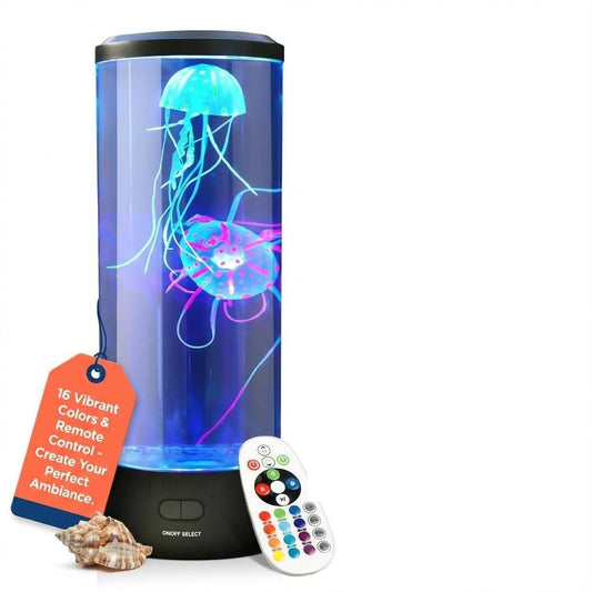 Brewish Jellyfish Lamp, 16 Color Options, 4 Mode Lifelike Jellyfish Aquarium, Auto Shutdown, Remote Control Electric Jellyfish LED Night Light, Fake Aquarium, Home Decor, Sensory Lamp for Autism, ADHD