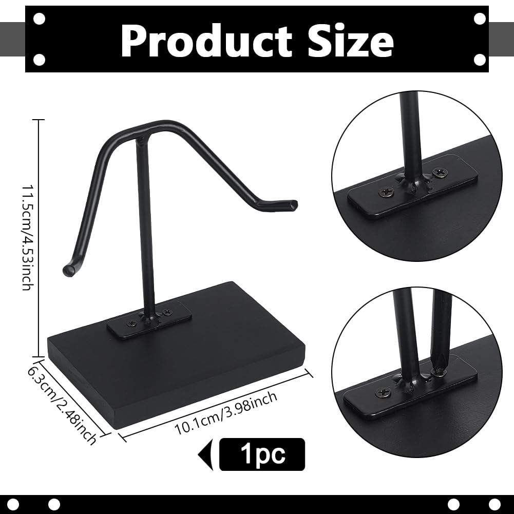 NBEADS 1 Pc Shark Tooth Display Stand, Metal Arm with Pinewood Base Shark Tooth Holder, Decorative Display Easel for Megalodon Shark Tooth Fossils Minerals Crystals Agate, 3.98x2.48x4.53 Inch