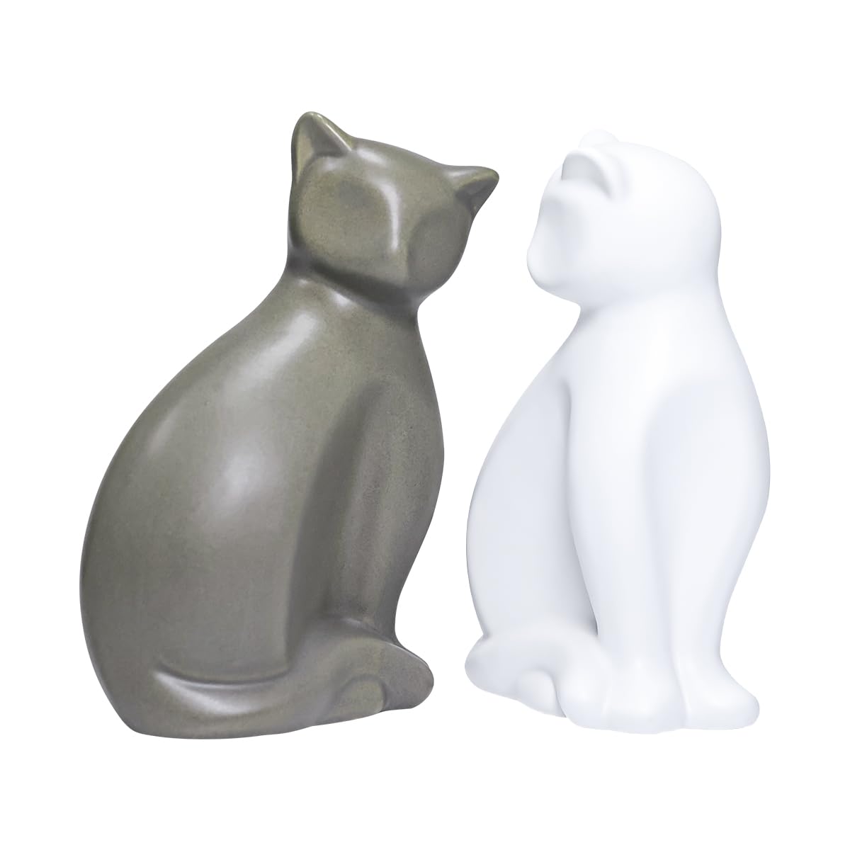 ECYC Minimalist Ceramic Lucky Cat Statue Living Room Desk Animal Figurine Decoration, White