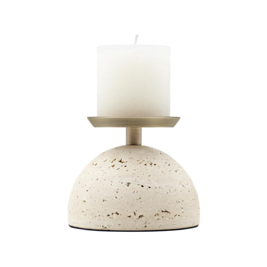 NEXOTIQUE Marble Pillar Candle Holder, Travertine Candle Holder Centerpiece for Cozy Home Décor, Stone Candle Holder Plate Decorative for Coffee Table Decor for Living Room, Dining Table Centerpiece