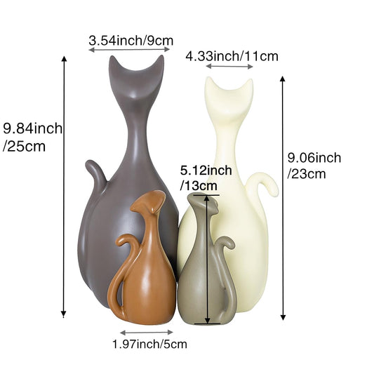 JXCBXJ Ceramic Statue,Cat Family Figurines Porcelain,Creative Ceramic Decorative,Crafts Ornaments Home Decor,Memorial Gift for Parents,Suitable for Shelf,Bookself (Nordic Cat Family)