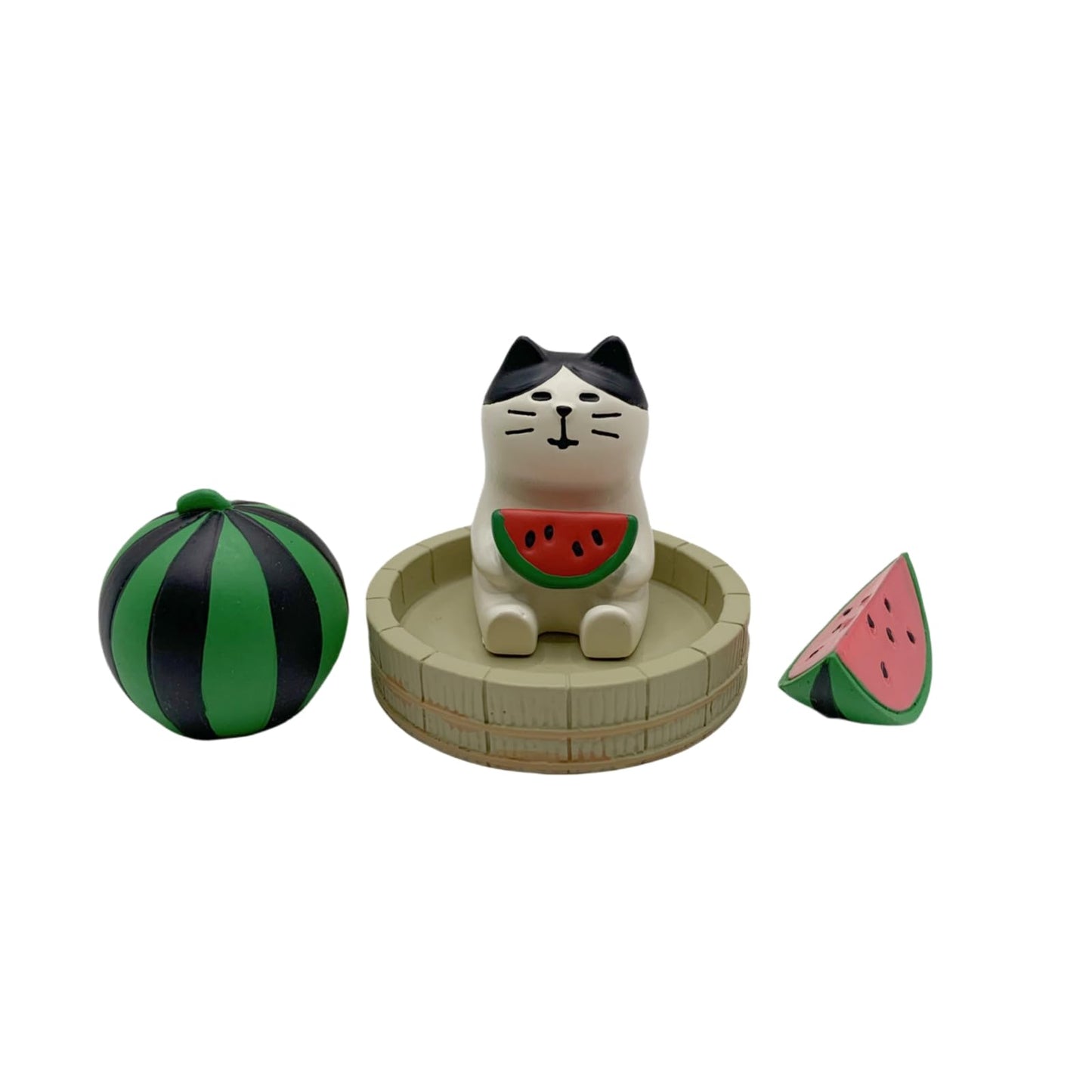 ZNWSRY Miniature Cat Figurines - Cute Watermelon Cat Sculpture for Shelf, Desk Decoration - Funny Desk Accessories - Perfect Cute Cat Gift for Cat Lovers