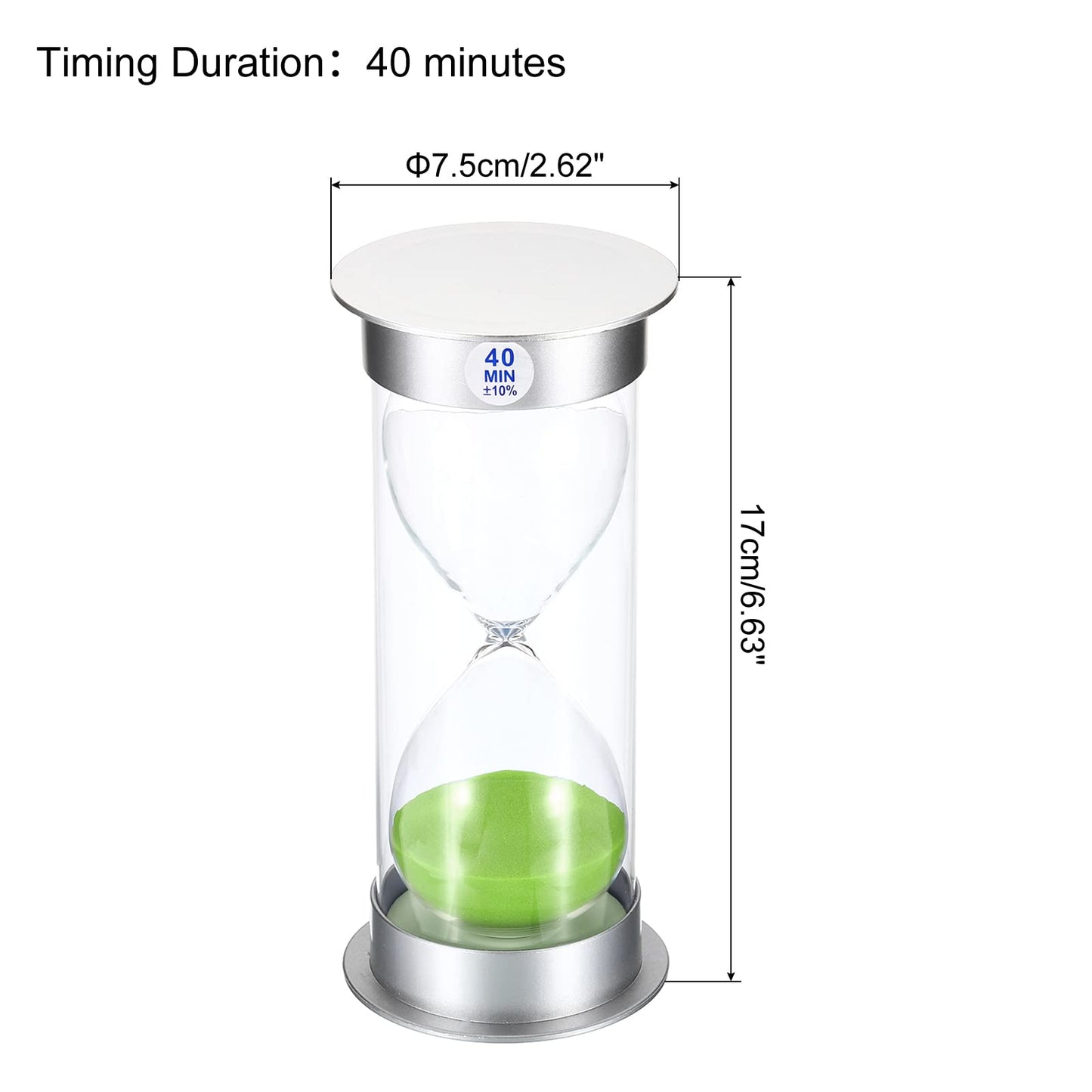 PATIKIL 40 Minute Sand Timer, Sandy Clock with Plastic Cover Count Down Sand Glass for Games, Kitchen, Party Favors DIY Decoration, Green Sands