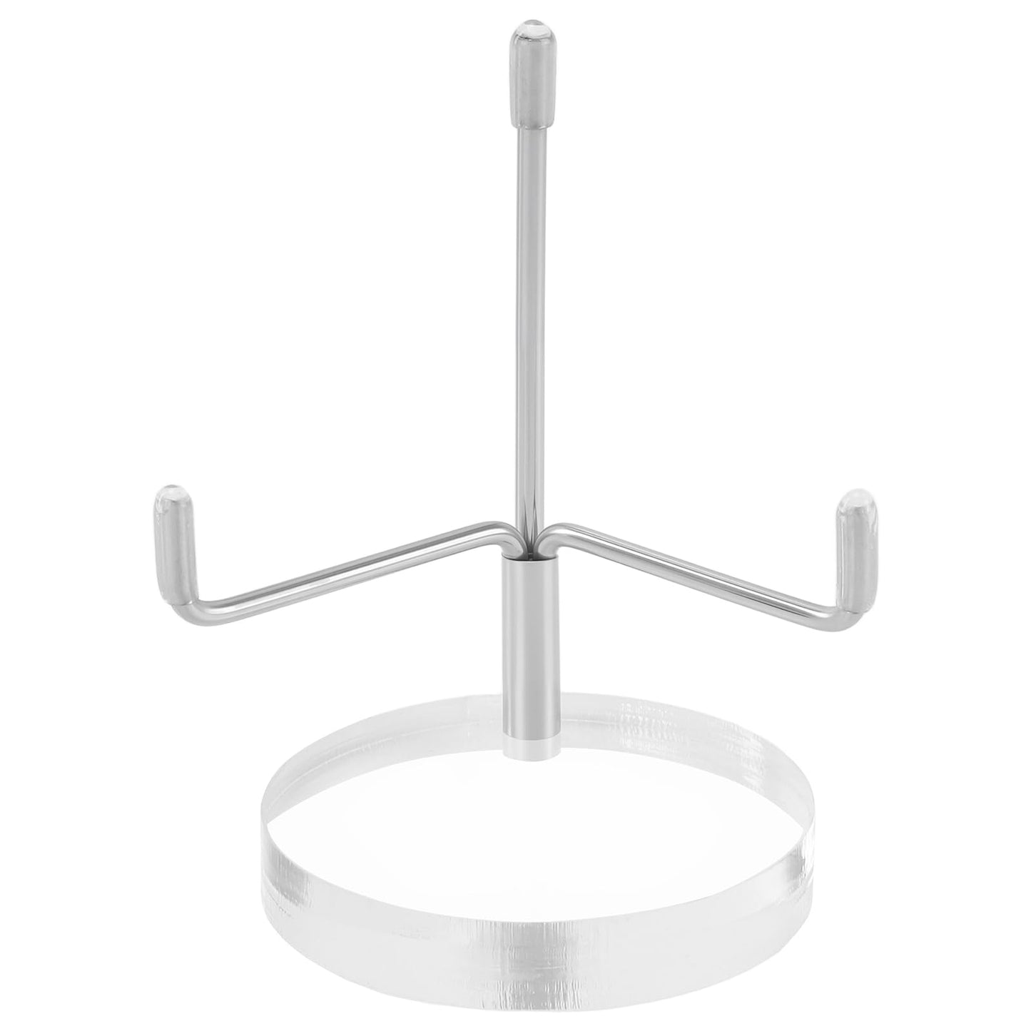 SINJEUN 6 Pack Rock Display Stands, Adjustable Metal Arms Display Easel stand with Round Acrylic Base for Fossil Coral Rock Mineral Agate Crystal, 3.1 Inches Height