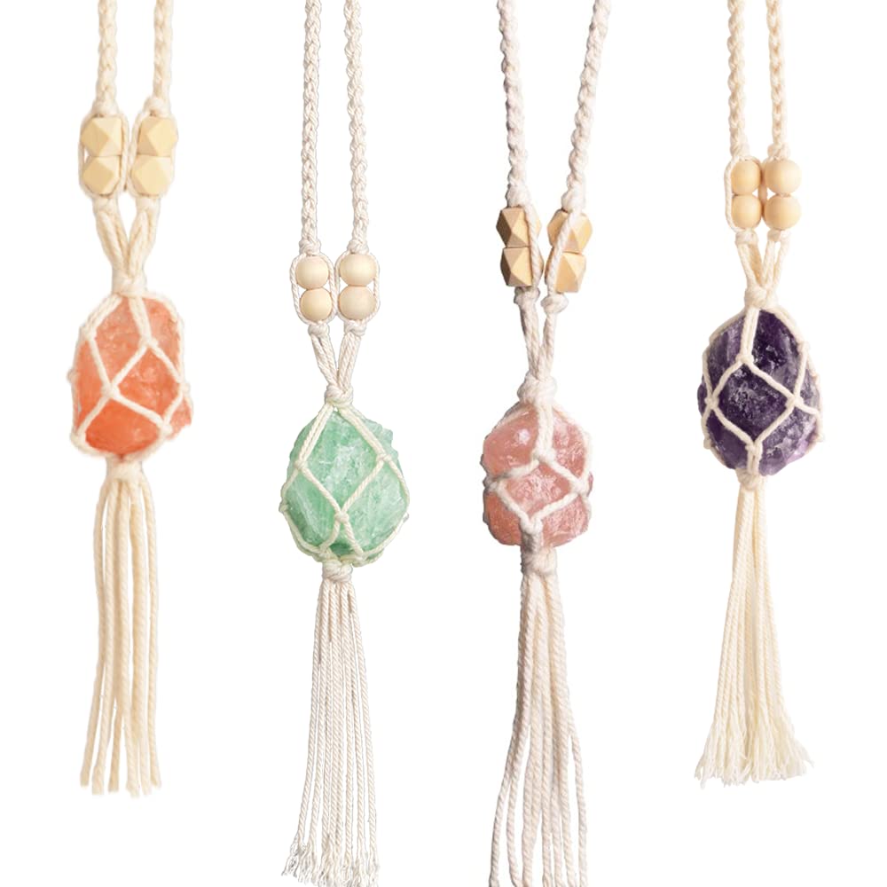 VNVETYTO Healing Crystals Feng Shui Hanging Ornament Car Ornament Meditation Hanging Ornament Window Ornament for Home Decor (4 Pack Style 1)
