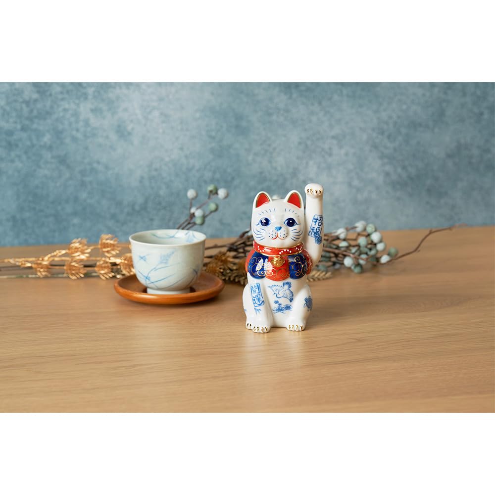 YOSHINOYA KYUBEI Japanese Decor Cat Decor Lucky cat 5.6 in Cat Figurine Maneki Neko Porcelain 7480-Z-US