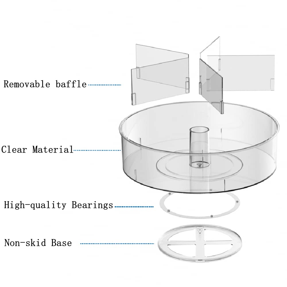 Slideep Lazy Susan Plastic Turntable Divided Spinner for Kitchen Cabinet, Pantry, Fridge, Cupboard, Counter Organizing Fully Rotating Organizer for Food, Spices, and Condiments, 11.5" Clear - 2 Pack