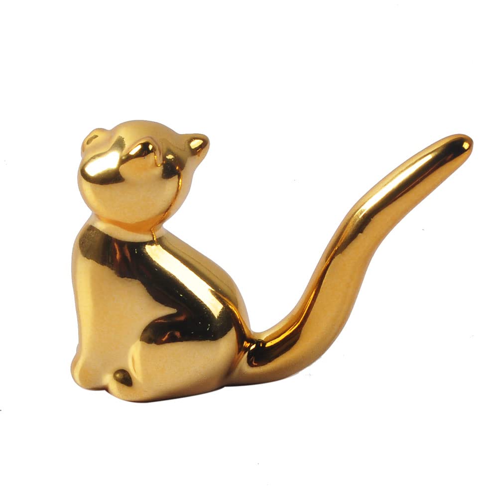 NWFashion Golden Small Animal Statues Home Decor Modern Style Gold Decorative Ornaments (Upward Cat)