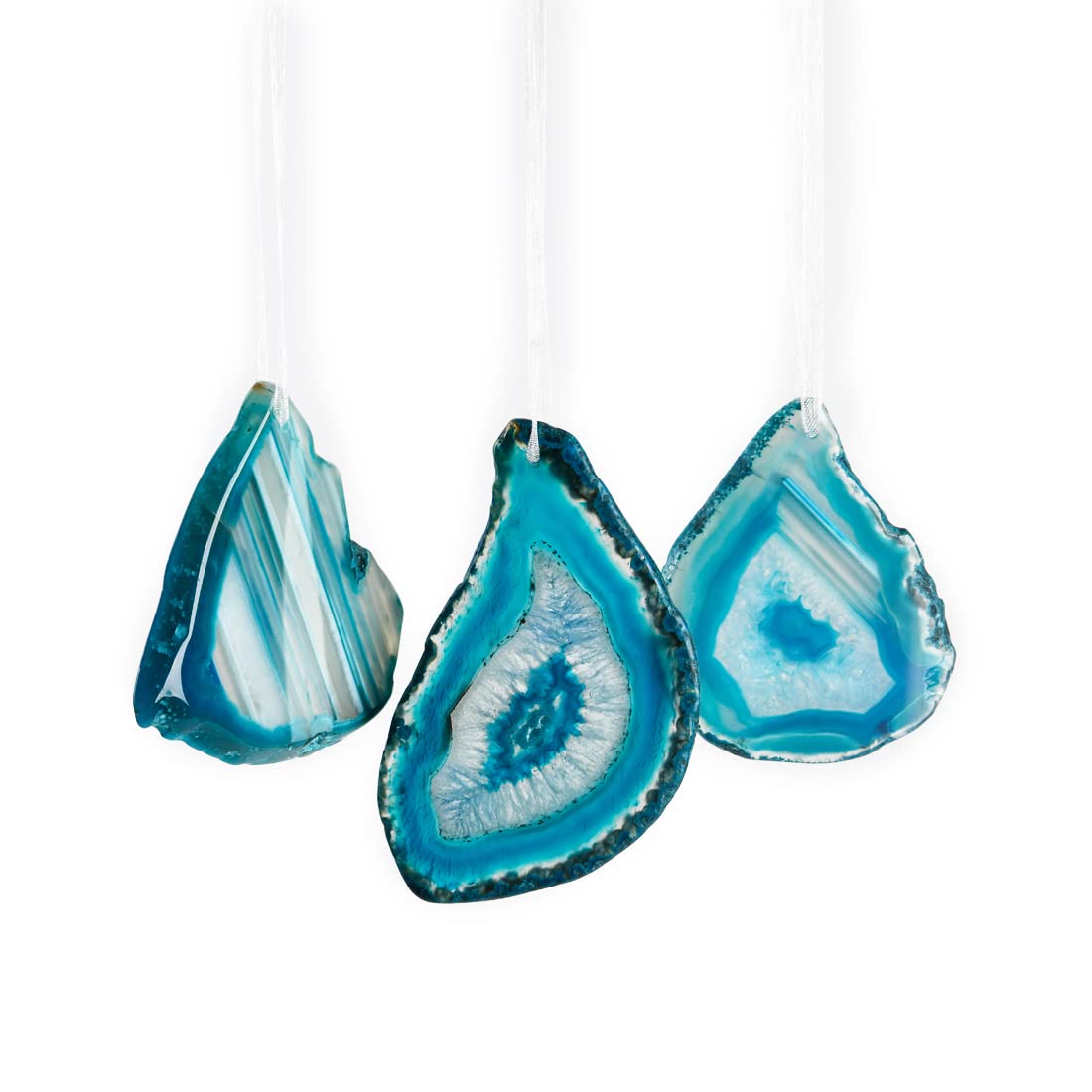 YGLINE Agate Slice Ornaments Christmas Tree Decoration Dangle Drop Hanging Decor 3pcs (Blue)