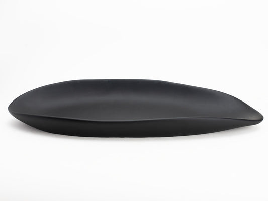 BANOMII Leaf Decorative Bowl for for Home Decor, 17.5'' Long Resin Bowl for Key Purse Candle, Decorative Tray for Kitchen Counter Entryway Console Dining Coffee Table Centerpiece, Black, Large