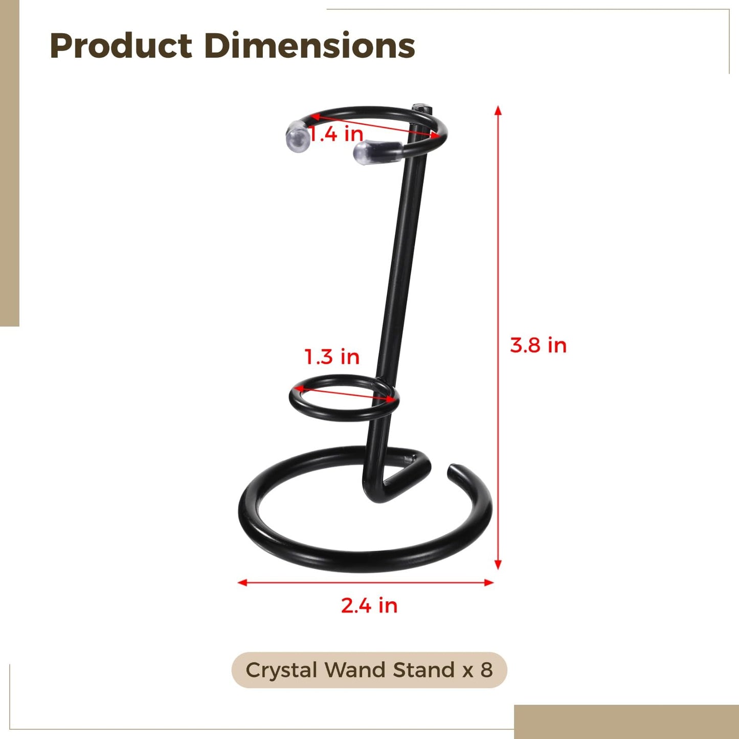 OMISTAR 8 Pcs Black Crystal Wand Stand, Metal Hexagonal Pillar Display Stands for Crystals, Adjustable Rings for Secure Display, Ideal for Home, Office, or Exhibition Use