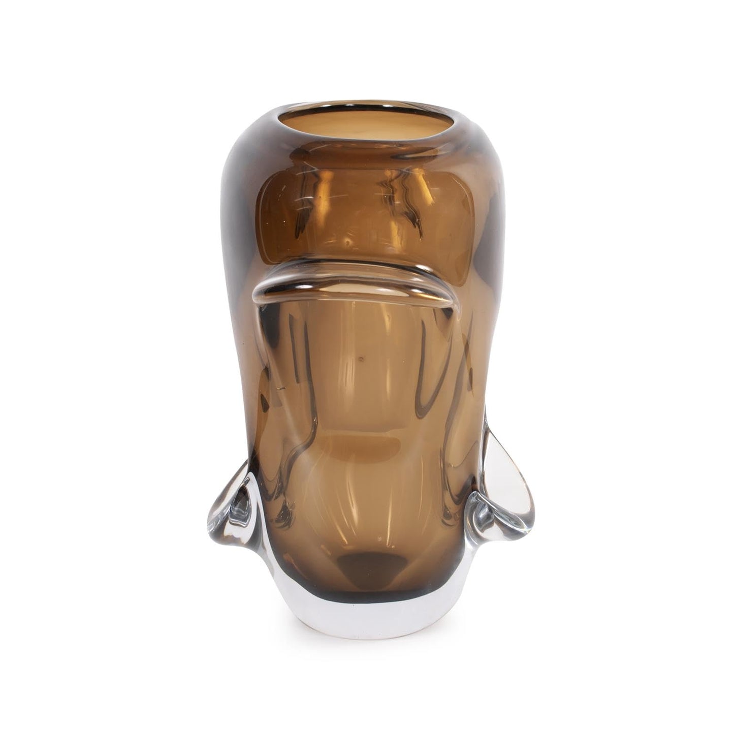 Howard Elliott Collection Smokey Umber Flared Edge Glass Vase Tall, Handcrafted Amber Glass Vase with Sculpted Shape, Decorative Accent for Table, Shelf or Centerpiece, 11.75H x 12W x 6.75D