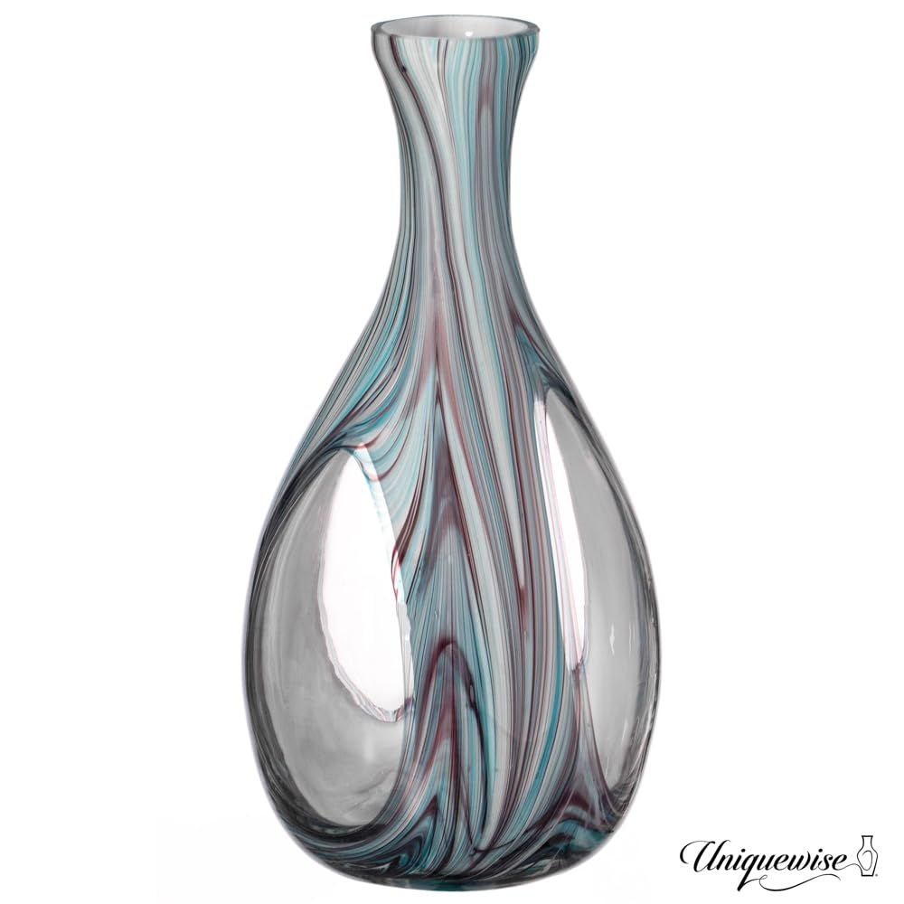 Uniquewise 16-Inch Multitone Glass Table Vase in Blue Hue - Minimalist, Decorative Boho Vase with Rustic Farmhouse Style, Home Decor - Living Room, Bedroom Table, Kitchen Shelf, or Office Desk Decor