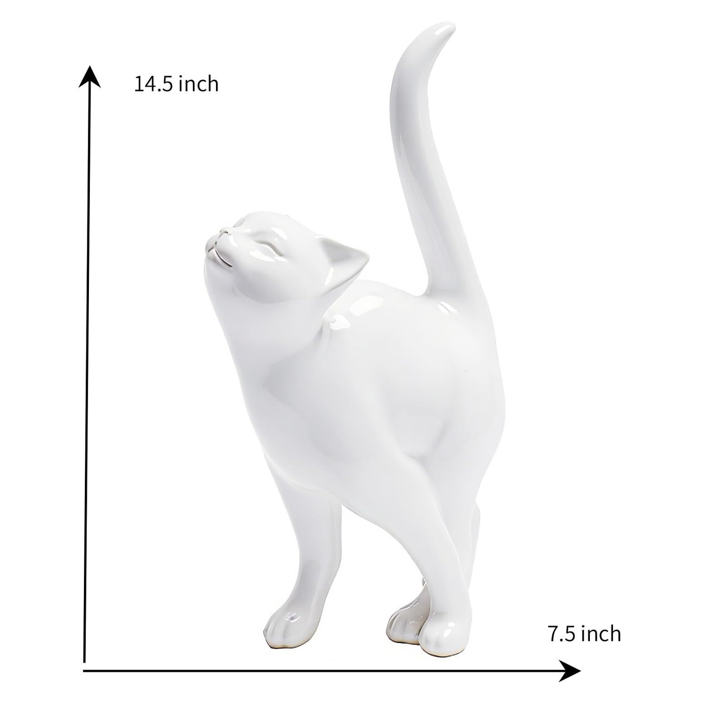 Newman House Studio Cat Statue Home Decor Cat-Figurine - Shelf Decor 7.5x4x14.5 in Collectible Figurines Gifts for Cats Lovers Kitten Sculpture Whimsical Statue for Table Bookshelf Library Decoration