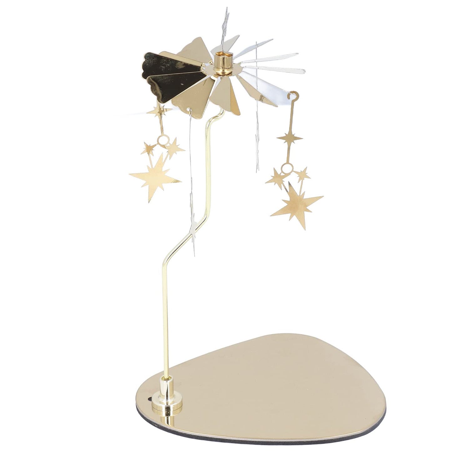 Rotary Candle Holder, Round Triangle Tray Romantic European Stainless Steel Aromatherapy Wind Chime Candle Holder for Home Party Decoration Photo (Gold Star (No