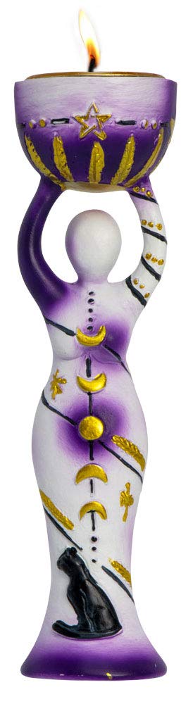 Kheops International Moon Goddess Polyresin T-Light Holder Wiccan Goddess Candle Holder Figurine