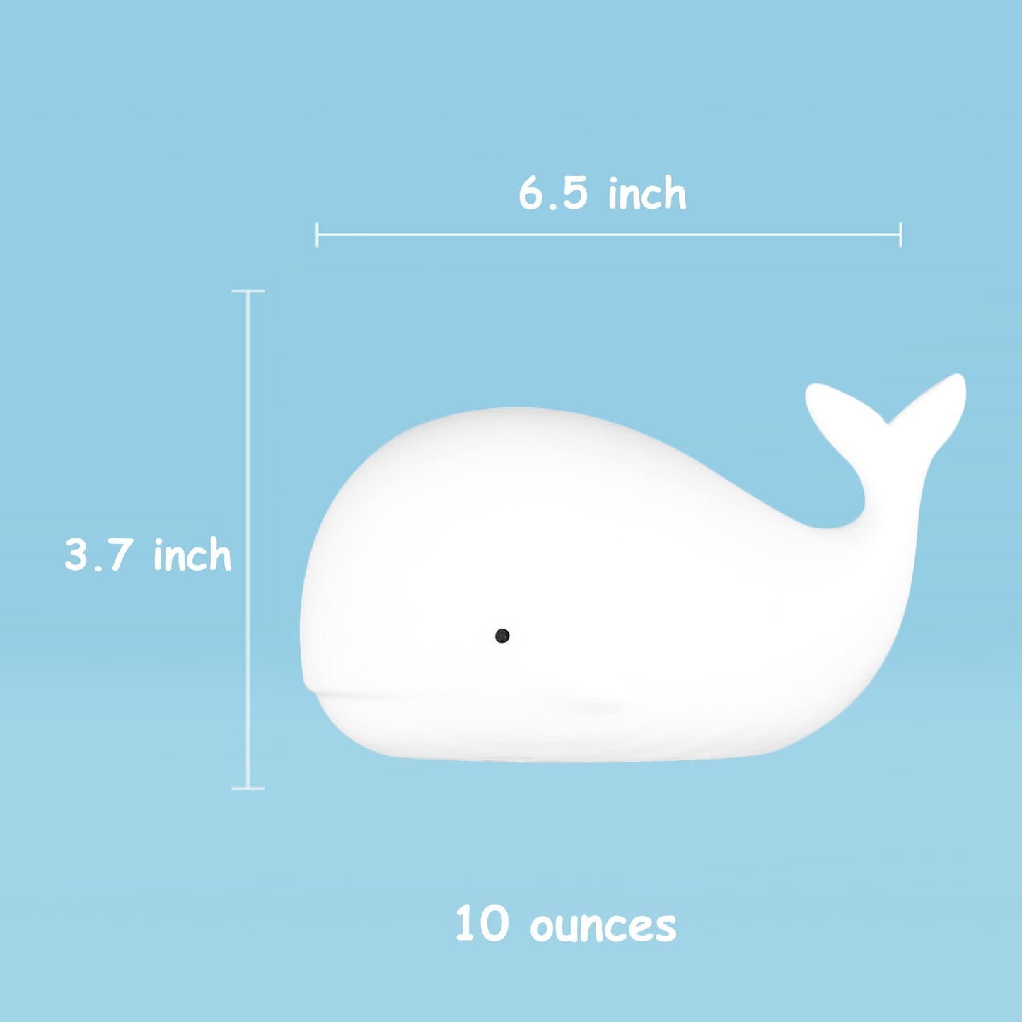TriPro Under the Sea Nursery Decor Night Light, Soft Silicone Whale Lamp for Baby & Toddler Room, Ocean Theme Nursery Nightlight, Rechargeable Safe Bedside Light