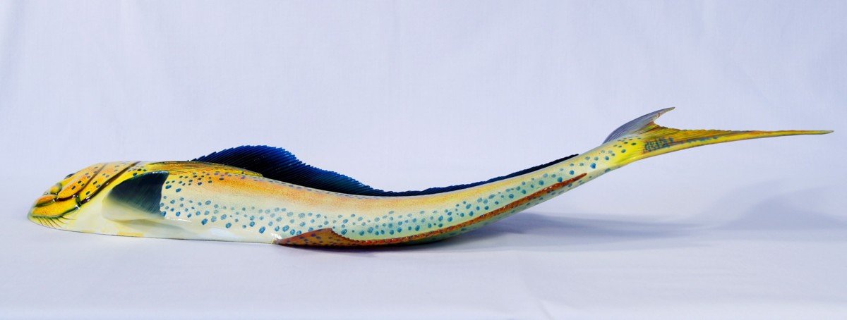 Handpainted Jumbo Green Dolphin Mahi Mahi Wall Mount Decor Plaque Saltwater Game Fish Replica 48