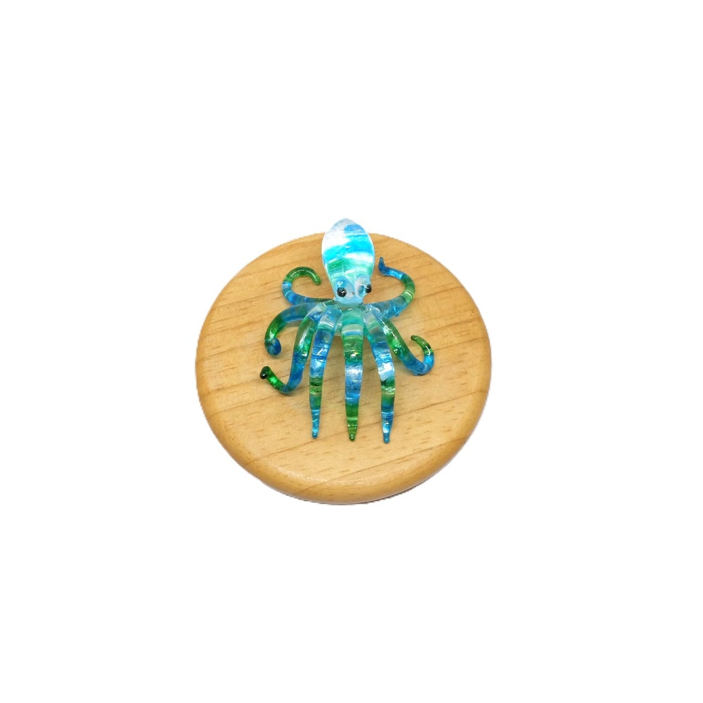 Handmade Mini 2" Blow Glass Ocean Blue Sea Animals Figurine Art, Octopus, Cool Stuff, Home or Garden Decor Gift Ideas