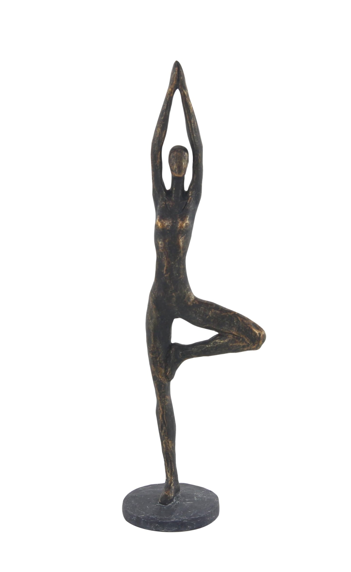 Deco 79 Polystone Yoga Decorative Sculpture Home Decor Statue, Accent Figurine 6" x 4" x 18", Brass
