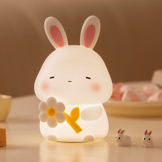 KinYiLO Bunny Night Light, 3 Level Dimmable Rabbit Nursery Nightlight, 1200mAh Soft Silicone Bedside Touch Lamps, Cute Rechargeable Easter Bunny Gifts Room Decor
