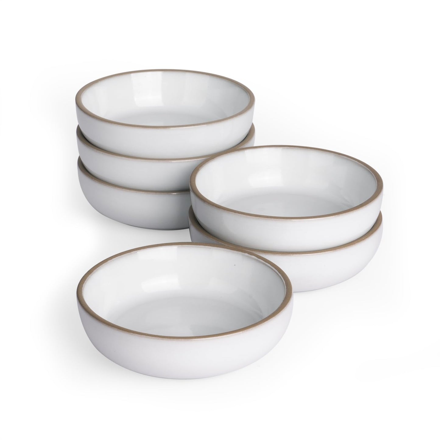 famiware Nature Ceramic Soy Sauce Dish, Dipping Bowls Set of 6, 3 oz Dipping Sauce Bowls/Dishes/Cups/Plates, Small Serving Bowls for Side Dishes, Condiments, Sushi, Appetizer, Dessert, Snowy White