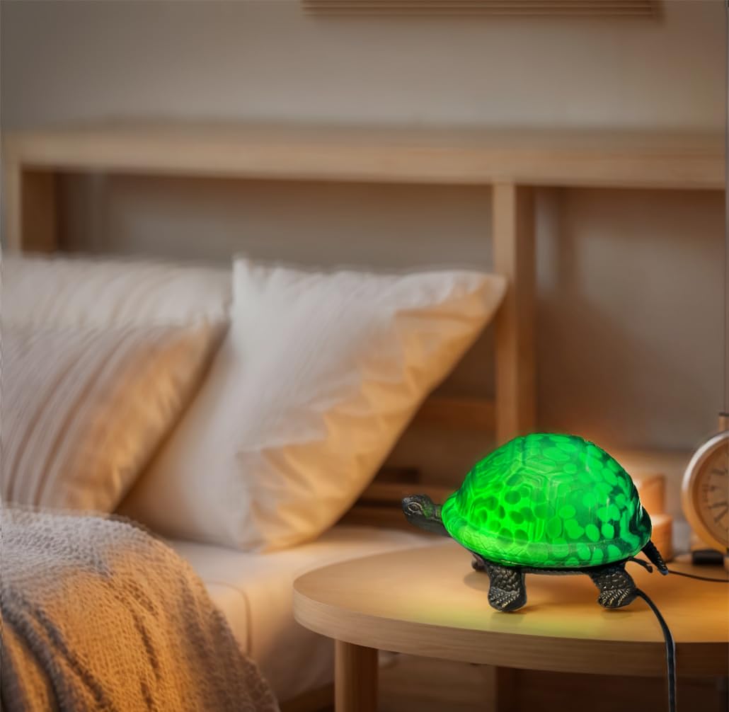 HUIMEIJU Tiffany Glass Turtle Table lamp,bedrrom Night Light.HMJ80015