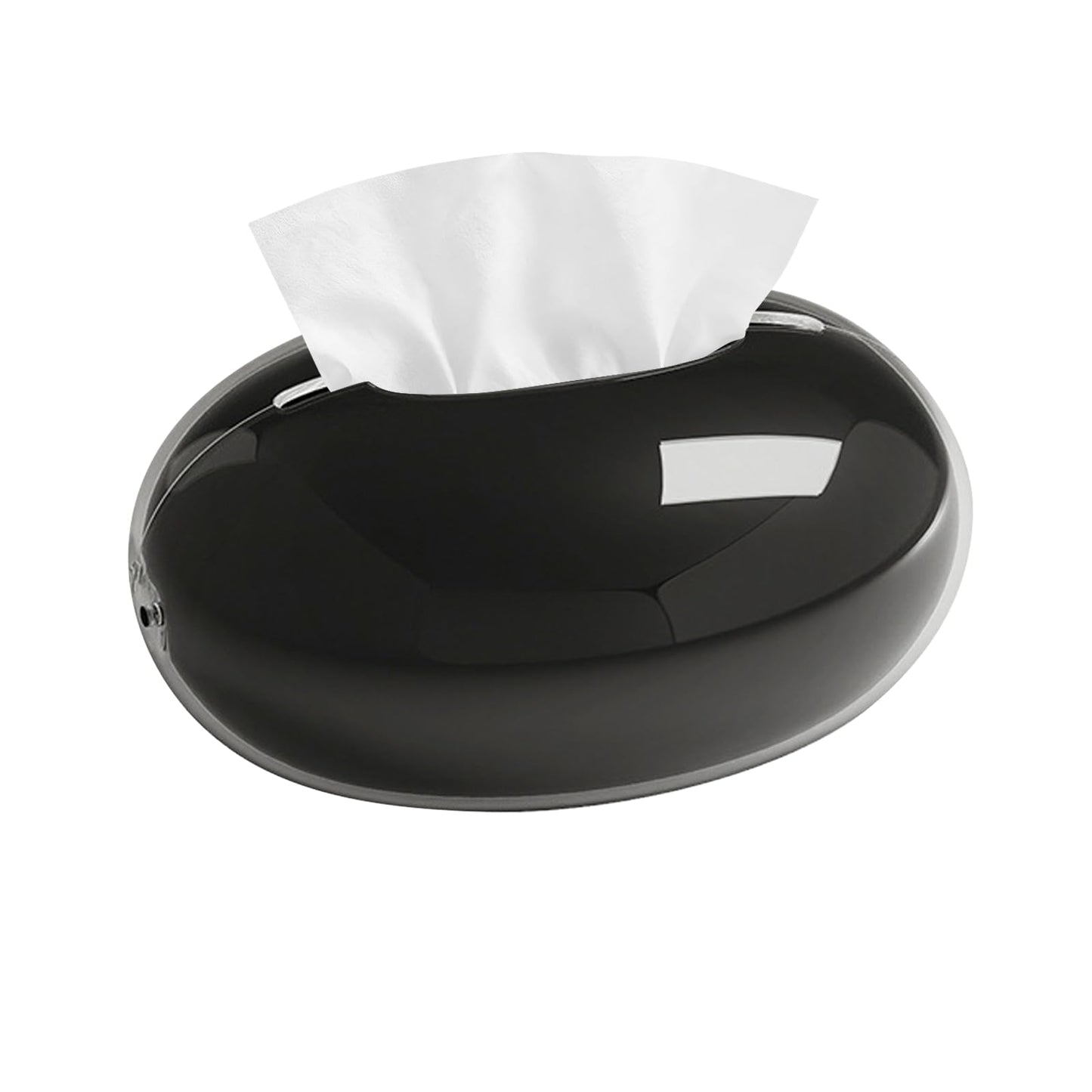 Acrylic Tissue Box Cover, Large Round Design with Non-Slip Base, Beige Decorative Holder for Bathroom, Living Room, Office (Black)
