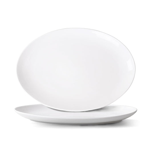 YALONG Serving Platters Set of 2 – 14 Inch Oval White Serving Platters, Large Porcelain Serving Platter Set for Party, Appetizers, Charcuterie, Sushi & Dessert, Microwave & Dishwasher Safe