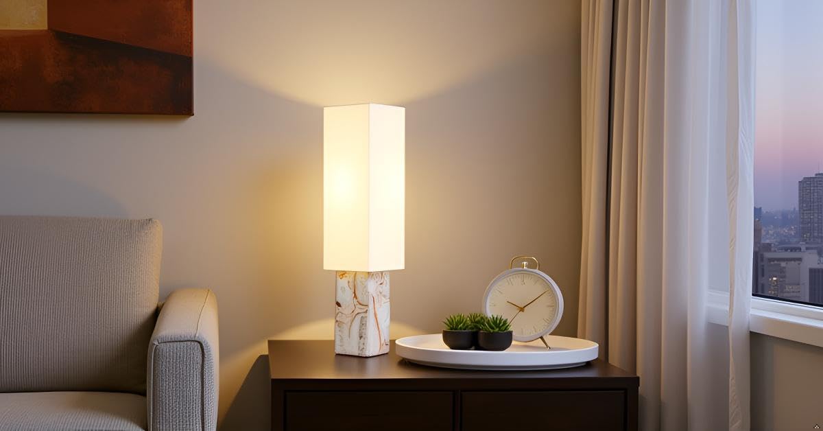 Cruiser’s Caché 18" Contemporary Contemporary Agate Table Lamp, Natural Color with Handloomed Fabric Lampshade