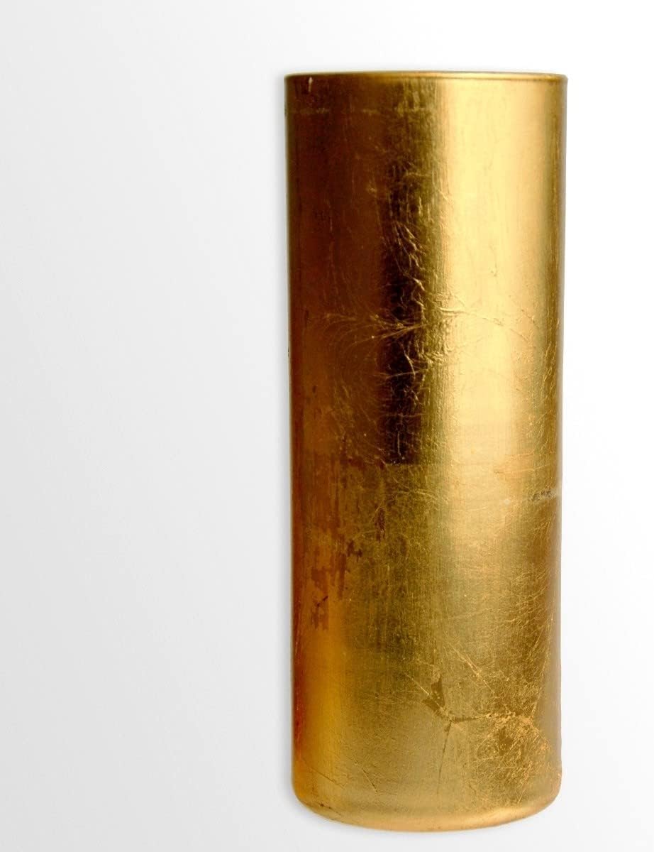 Gilt Gold 10" Glass Cylinder Vase