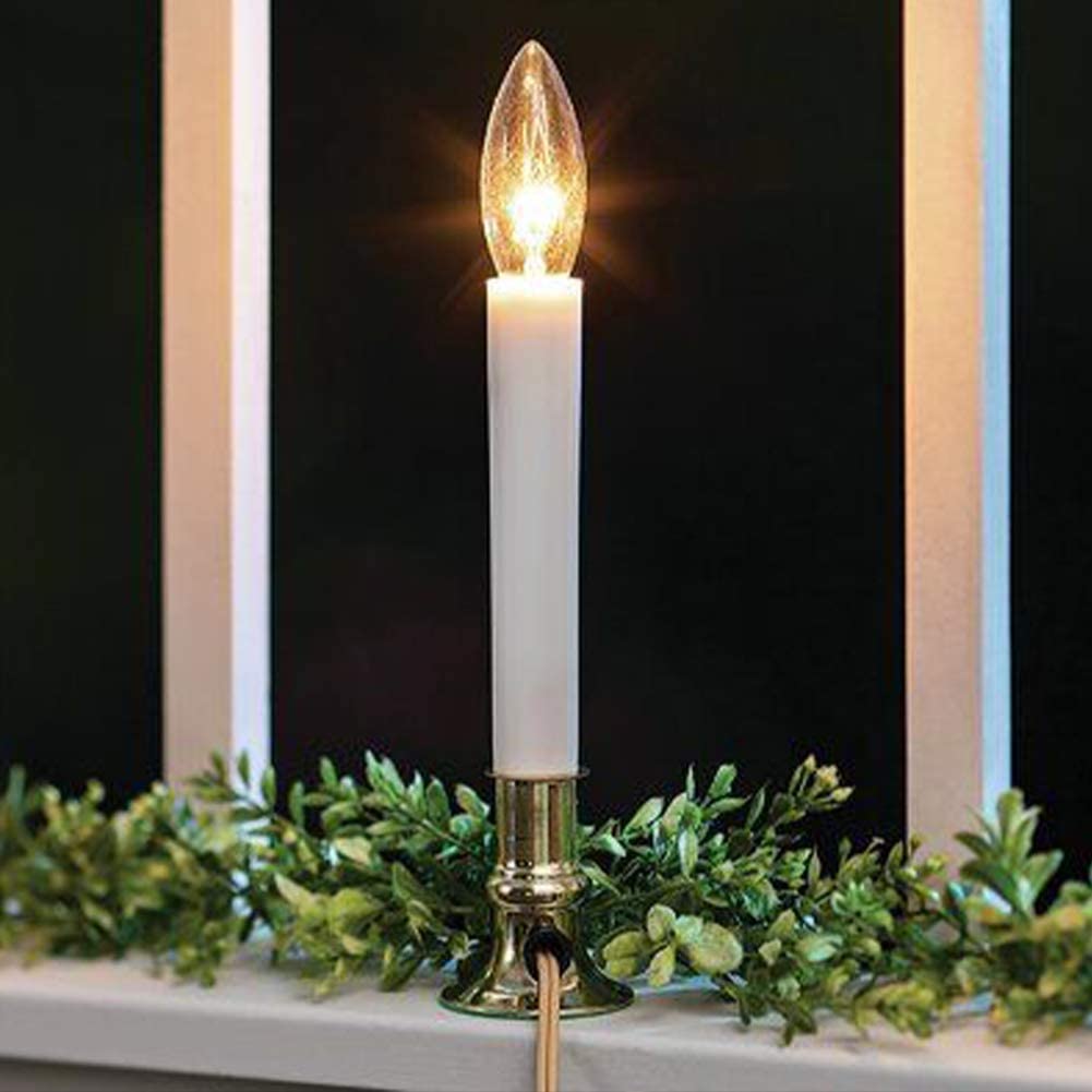 Romasaty 25PK Crystal Clear Torpedo Tip E12 Candelabra Light Bulbs, Transparent Candle Light Bulbs for Chandeliers, Electric Window Candle Lamps, Ceiling Fan Lights, Pendants, Fireplace - 7W - 120 V