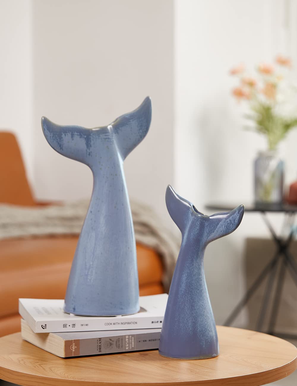 SEINHIJO Ceramic Flower Vase Modern Decor Sculpture Ocean Figurine Statue Table Centerpiece Art for Home Office Gift 11 Inch