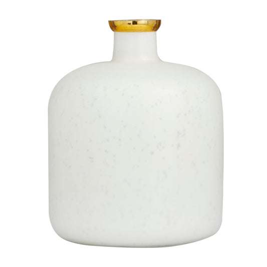 Deco 79 Glass Decorative Vase Centerpiece Vase with Gold Rim, Flower Vase for Home Decoration 10" x 10" x 12", White