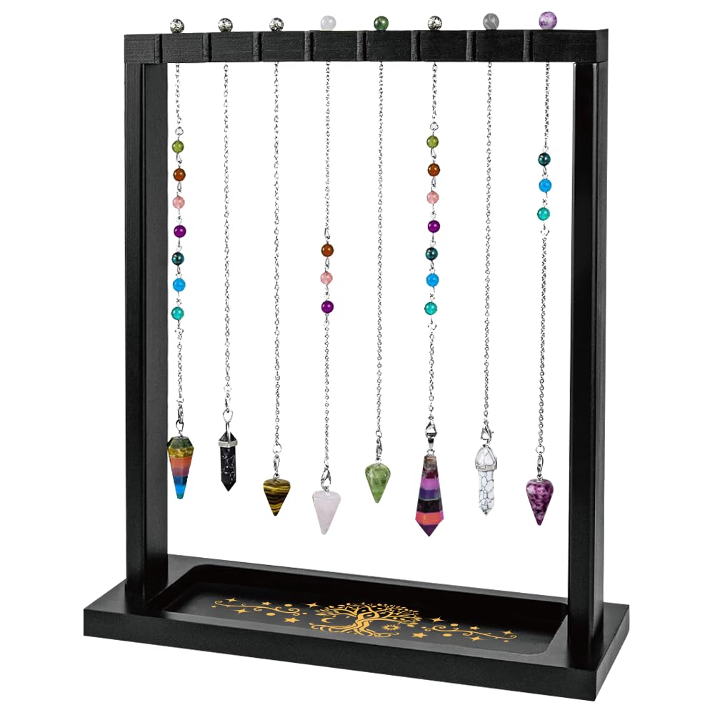BEUNITONE Tree of Life Display Stand, Wooden Crystal & Jewelry Holder Organiser for Necklaces, Keyrings, Stones, for Home Decor, Market Stall and Craft Fair Showcase