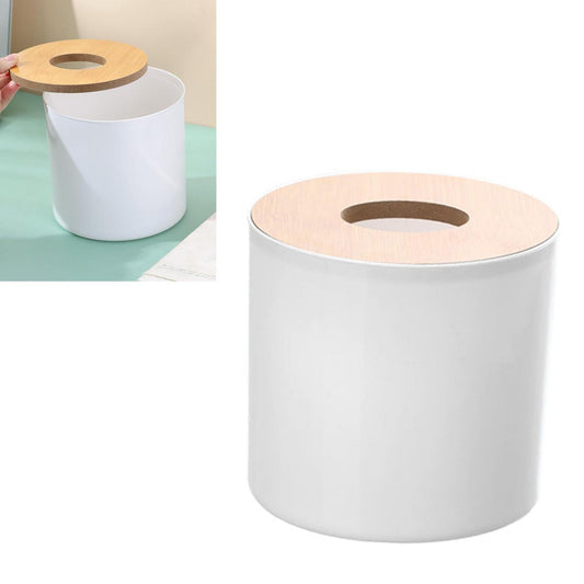 2PCS Modern Round Wooden Tissue Box Cover Holder. Modern Round Facial Tissue Dispenser Box with Cover for Bathroom Vanity Countertops Bedroom Dressers Stands Desks Tables 12.5 * 13.3in