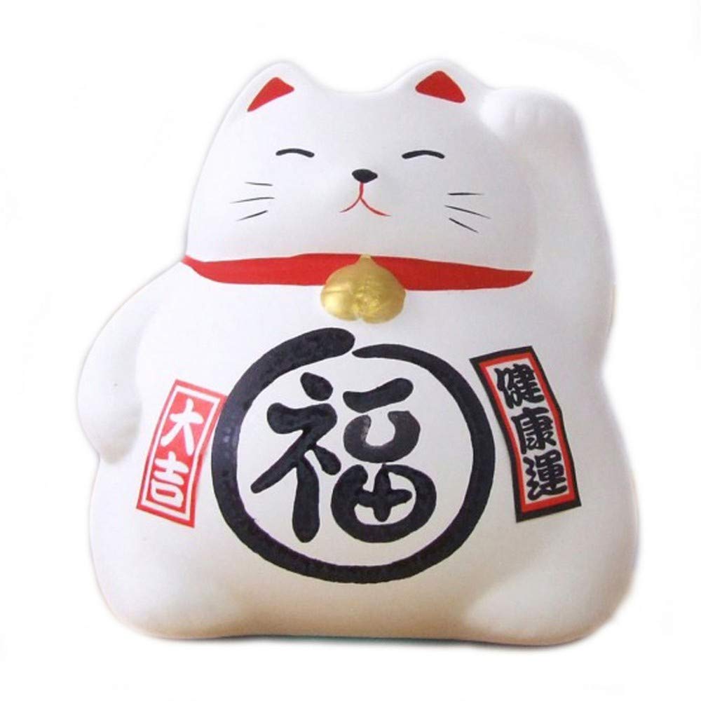 JapanBargain 1612, Japanese Ceramic Maneki Neko Feng Shui Fortune Lucky Cat Collectible Figurine Made in Japan, for Overall Good Luck and Fortune, White