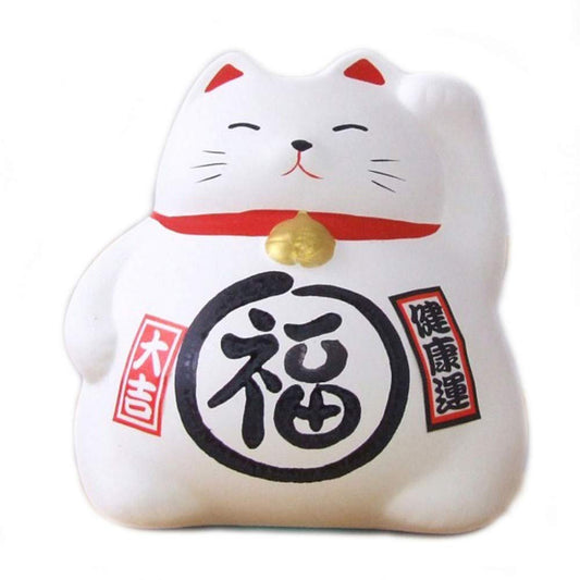 JapanBargain 1612, Japanese Ceramic Maneki Neko Feng Shui Fortune Lucky Cat Collectible Figurine Made in Japan, for Overall Good Luck and Fortune, White