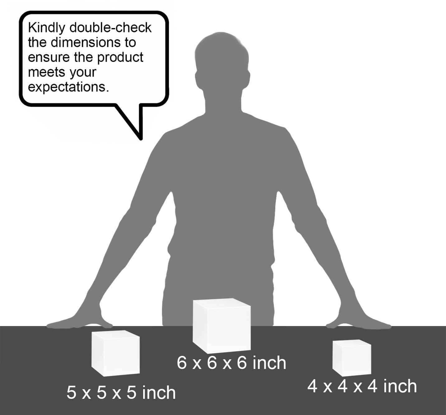 Red Co. Set of 3 Glossy White Acrylic Cube Display Nesting Riser Stands with Hollow Bottoms
