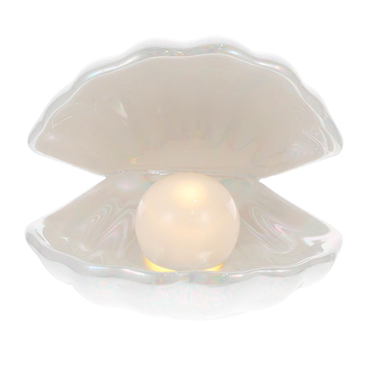 TOYANDONA Ceramic Shell Pearl Light - White Led Clam Lamp with Removable Pearl Battery Operated Soft Light for Room Tabletop Decor, Ideal Birthday
