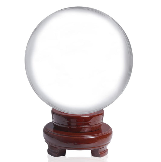 LONGWIN 120mm (4.7 inch) Large Crystal Divination Ball Decorative Glass Balls Photography Props Free Wooden Stand