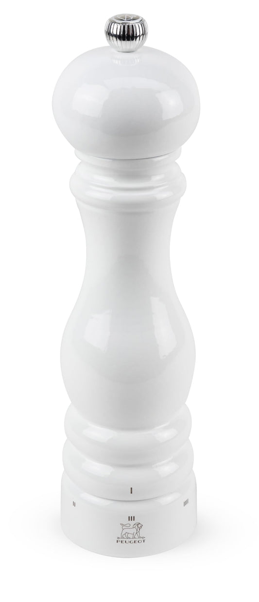 PEUGEOT - Paris u'Select Zirlion Salt Mill, White Lacquer, 9 in - Adjustable Grind - Made in France - Sustainably Sourced Wood