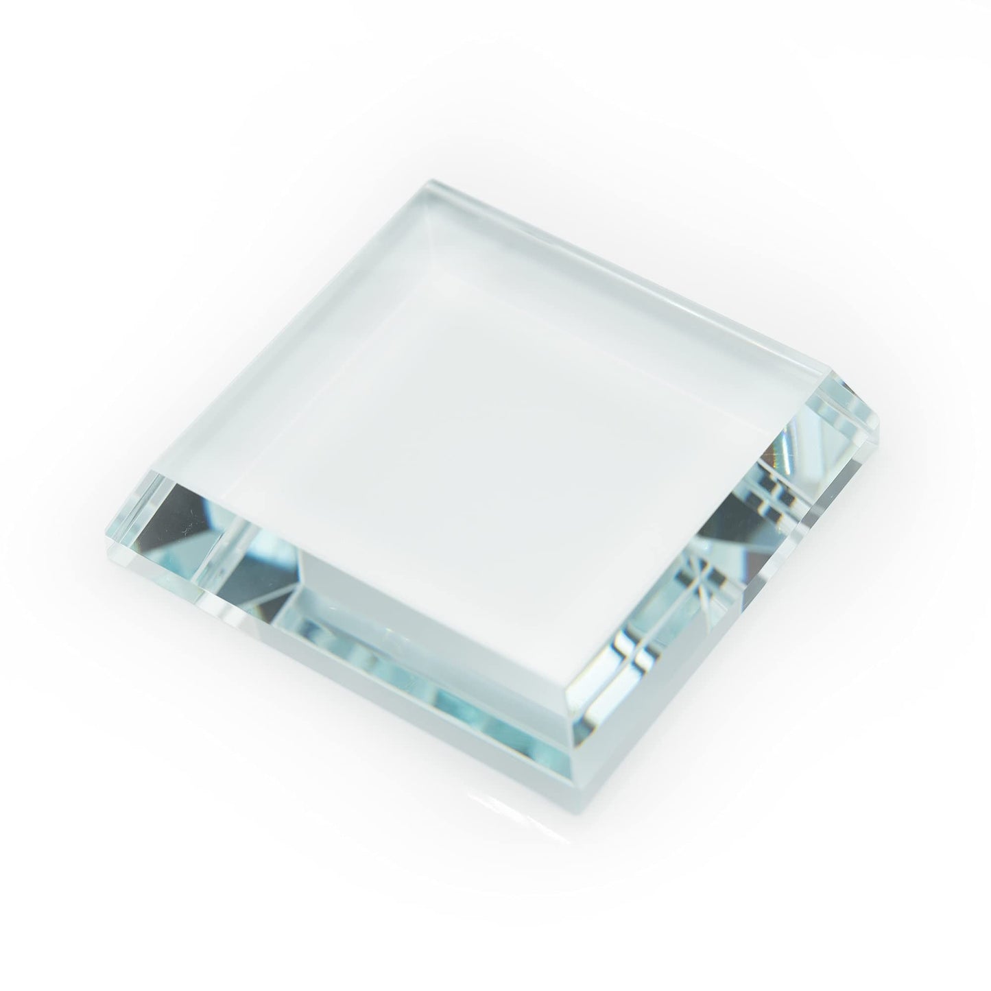 StayMax Clear Crystal Glass Square Display Base Display Stand for Collectibles (3.14inch*3.14inch*0.7inch)