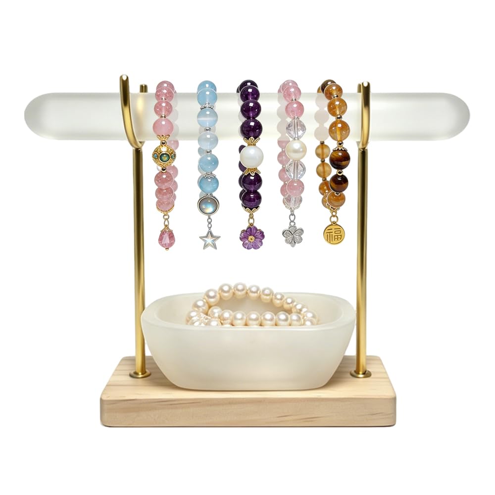 Selenite Crystal Bowl Set Selenite Bracelet Holder Display Stand, Detachable Selenite Crystal Healing Goth Bracelet Display Stand, Selenites Bowls for Necklace Watch Bangles Charging Cleansing