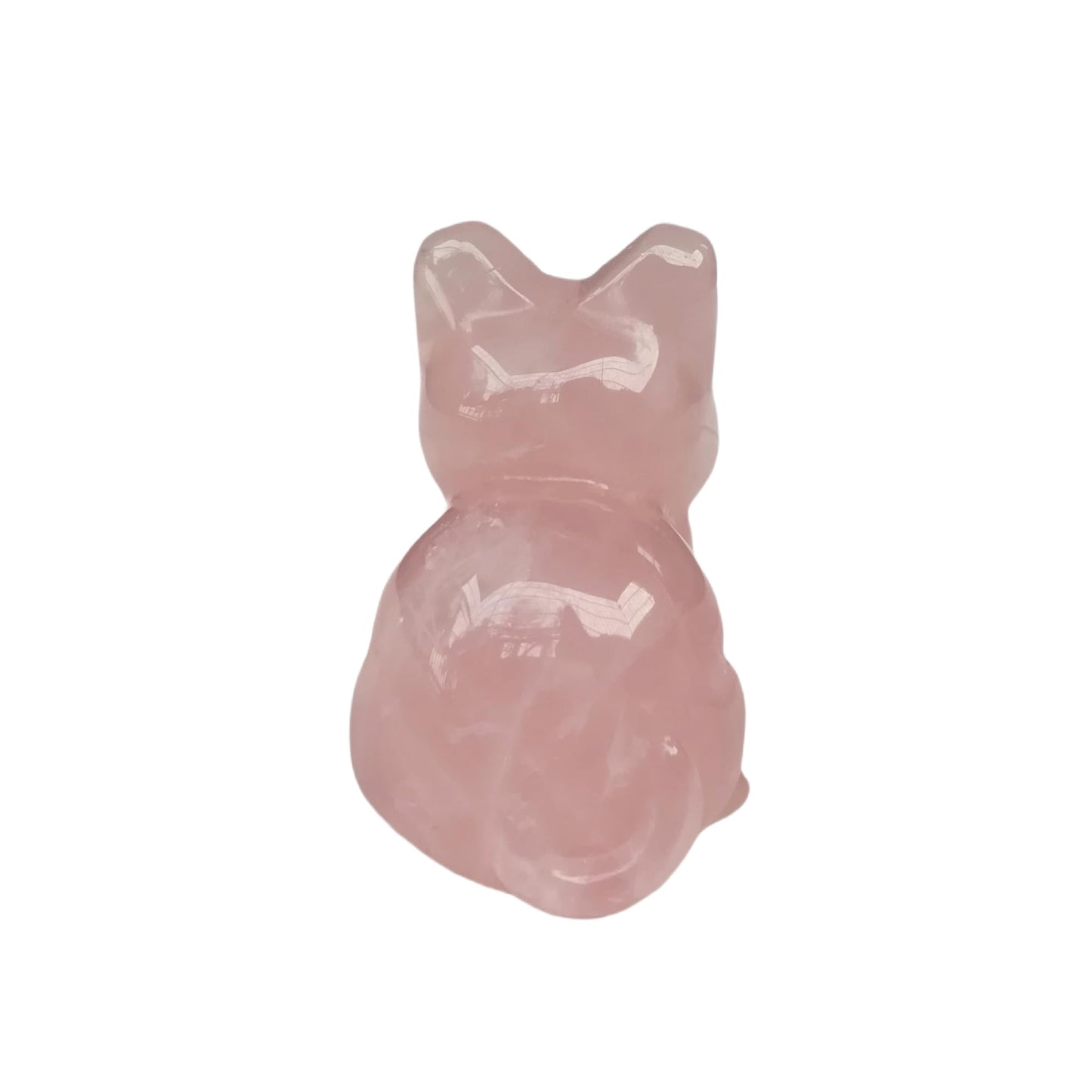 Bacatgem Natural Rose Quartz Big Faced Cat Crystals and Healing Stones Figures Collectibles,1.5 Inchs Hand Carved Gemstone Animal Sculpture Home Decor for Cat Lovers