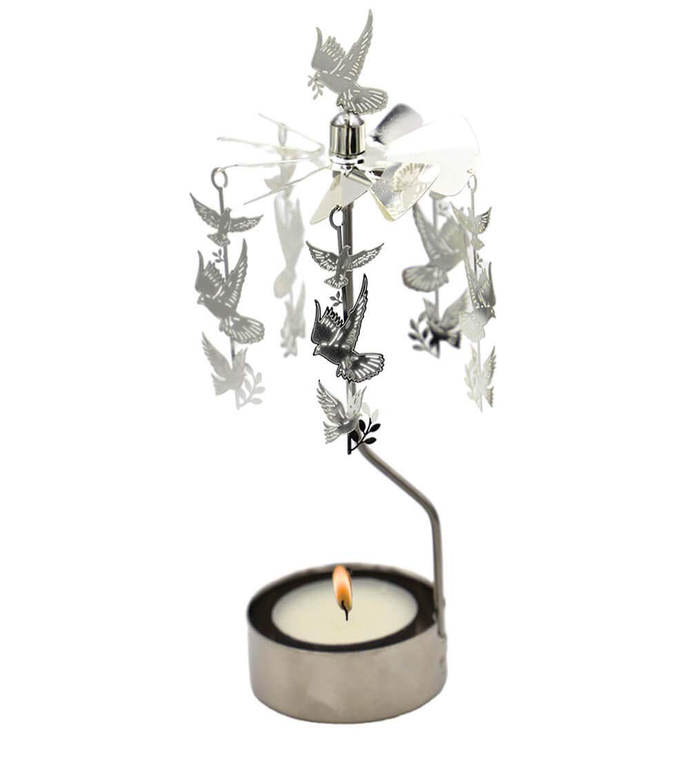 HOKHBCW Rotary Candle Holder Spinning Candleholder Metal Small Gift (Dove of Peace)